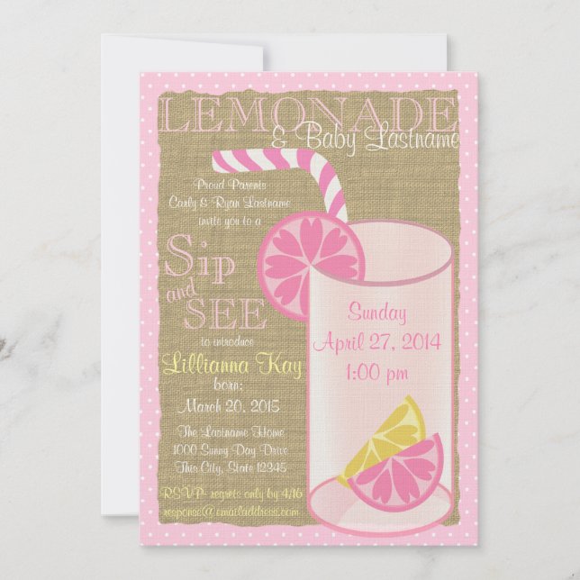 Lemonade Sip and See Invitation (Front)