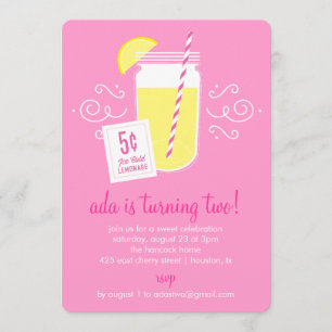 Lemonade Stand Birthday Party Invitation
