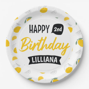 Lemonade Stand Happy Birthday Theme Personalised Paper Plate