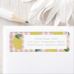 Lemonade Sunshine Pink Plaid Return Address Return Address Label