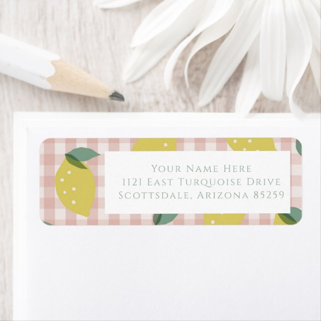Lemonade Sunshine Pink Plaid Return Address Return Address Label (Insitu)