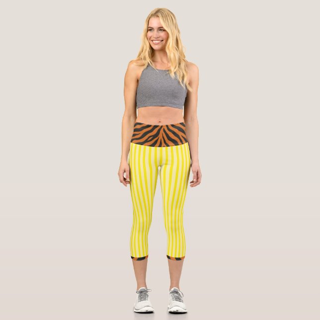 "LEMONADE TIGRESS" HIGH-WAIST CAPRI LEGGINGS (Front)