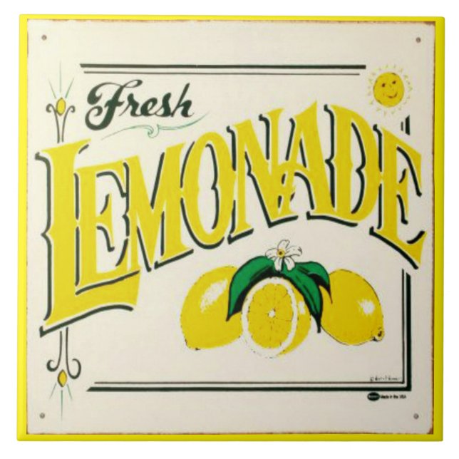 Lemonade vintage sign lemon fruit Ceramic Tile (Front)