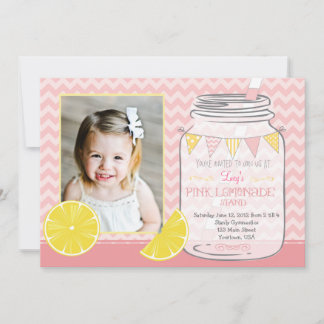 Lemonaid Stand Chevron Pendants Party Birthday Invitation