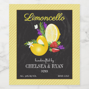 Lemoncello Chalkboard Look Wedding Wine Label