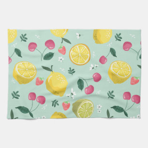Lemonds, Cherries and Strawberries Fruit Pattern Tea Towel