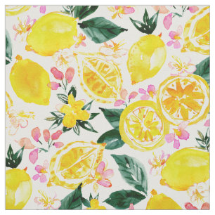 LEMONIZER Yellow Watercolor Lemons Fabric