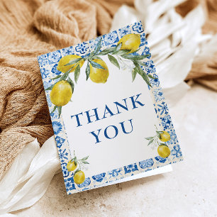 LemonMediterranean Blue Tile Thank You Cards