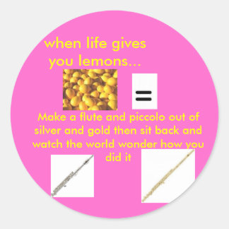 lemons= a flute classic round sticker