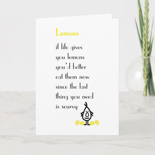Lemons - a funny get well poem card (Front)