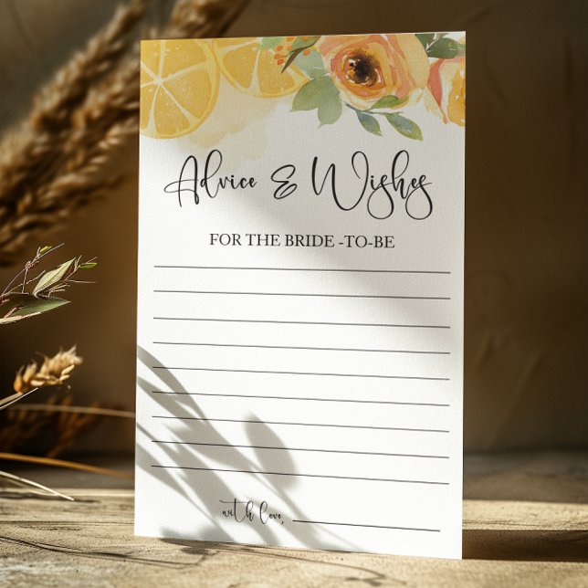 Lemons Advice and Wishes Bridal Shower Game Card (Creator Uploaded)