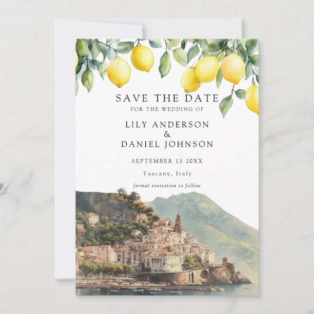 Lemons Amalfi Coast Italy Wedding Save The Date (Front)