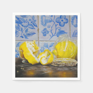 Lemons and Azulejos — Classic Blue & Yellow Still Napkin