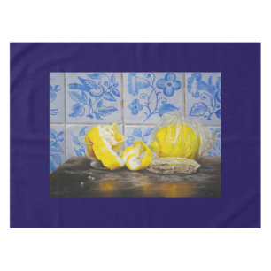 Lemons and Azulejos — Classic Blue & Yellow Still Tablecloth