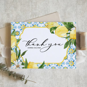 Lemons and Blossoms Mediterranean Graduation Thank You Card