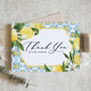 Lemons and Blossoms Mediterranean Wedding Thank You Card