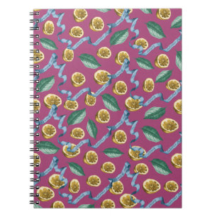 Lemons and blue ribbons pattern notebook