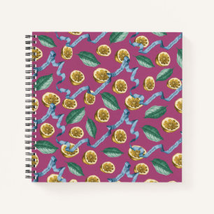 Lemons and blue ribbons pattern notebook