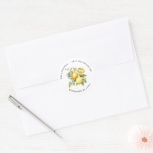 Lemons and Branch Return Address  Classic Round Classic Round Sticker