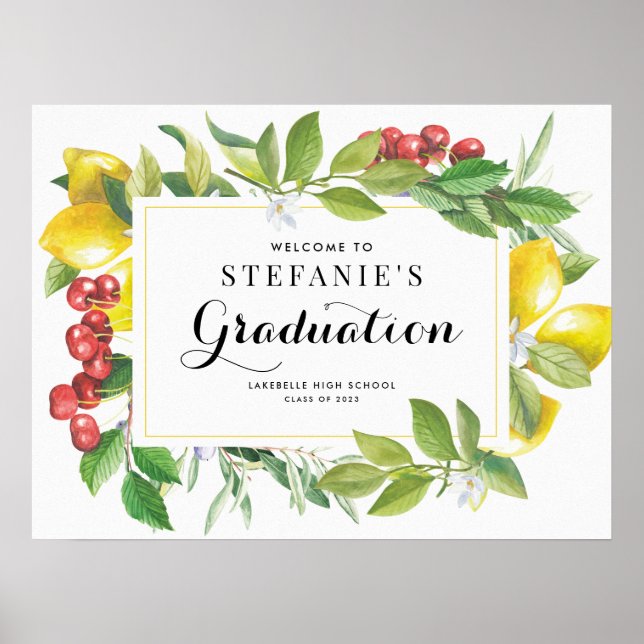 Lemons and Cherries Graduation Party Welcome Poster (Front)