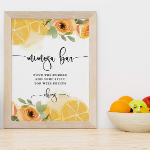 Lemons and Floral Mimosa  Bar Bridal Shower Poster