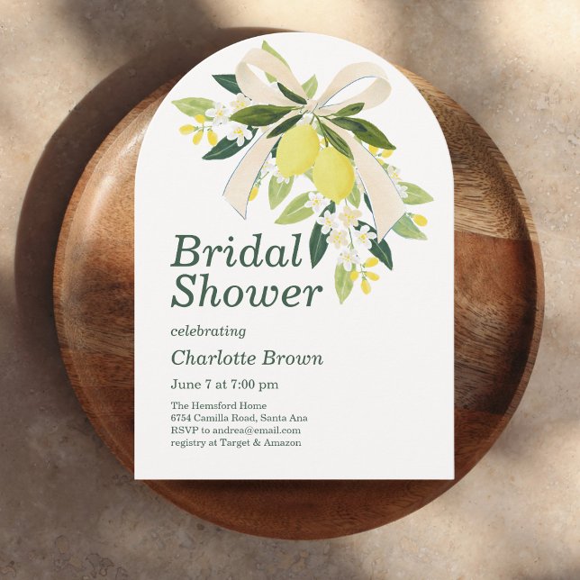 Lemons and Florals in a Bow Bridal Shower Invitation (Creator Uploaded)