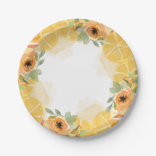 Lemons and Flowers Bridal Shower Paper Plate