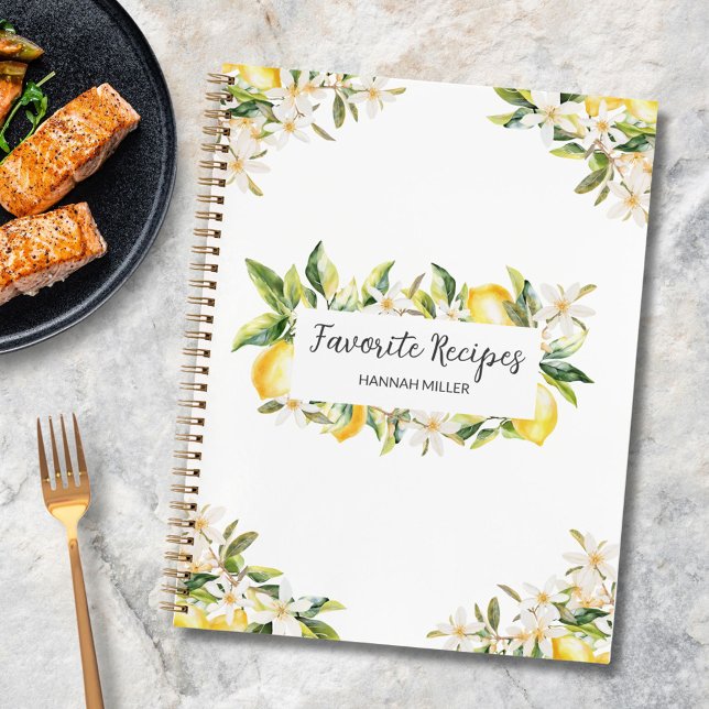 Lemons and Flowers Floral Botanical Recipe Book (In situ)