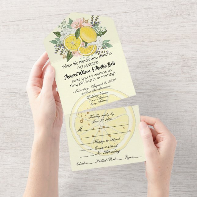 Lemons and Flowers Version 2 All In One Invitation (Tearaway)