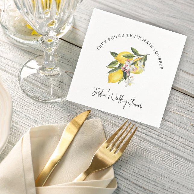 Lemons and Flowers Wedding or Bridal Shower Napkin (Creator Uploaded)