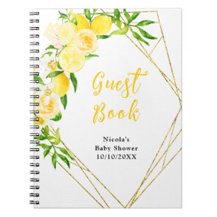 Lemons and Foliage Baby Shower Guest Book
