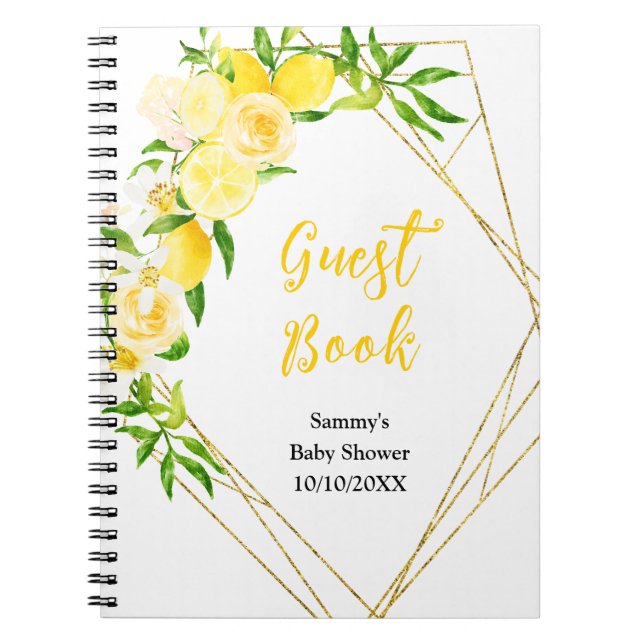 Lemons and Foliage Baby Shower Guest Book (Front)