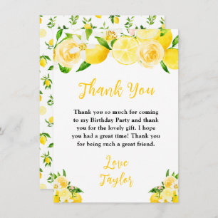 Lemons and Foliage Birthday Party Thank You Card