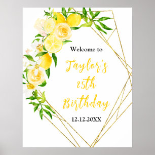 Lemons and Foliage Birthday Party Welcome Sign