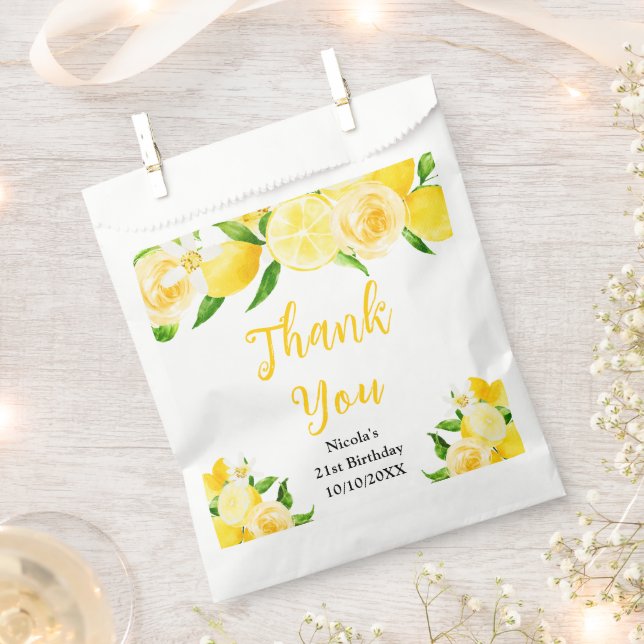 Lemons and Foliage Birthday Thank You Favour Bag (Clipped)