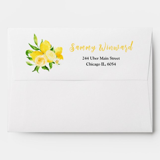Lemons and Foliage Bridal Shower Envelope (Back (Top Flap))