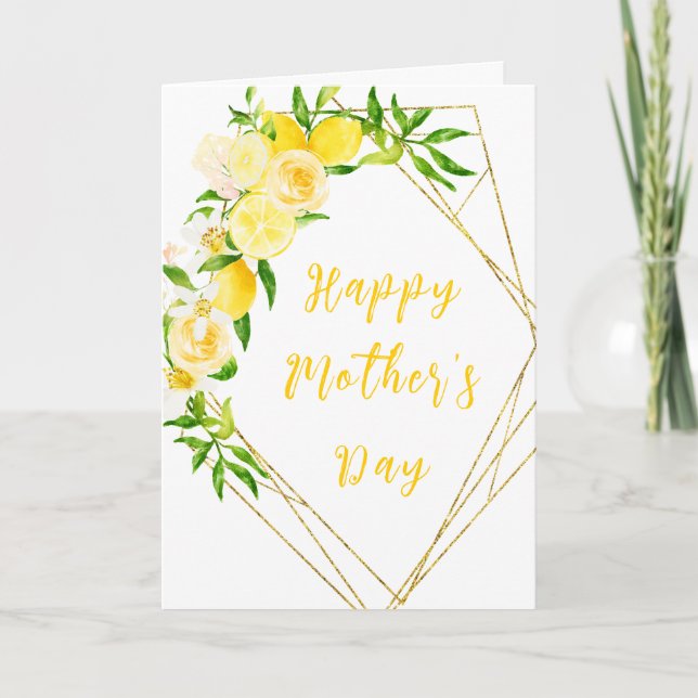 Lemons and Foliage Happy Mother's Day Card (Front)