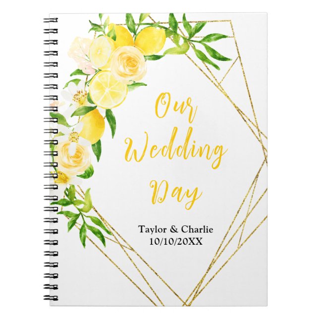 Lemons and Foliage Wedding Planner Notebook (Front)