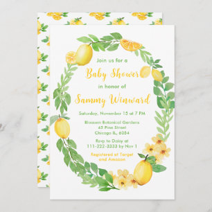 Lemons and Greenery Baby Shower Invitation