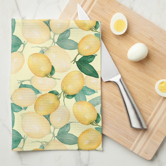 Lemons and Greenery Kitchen Tea Towel (Quarter Fold)