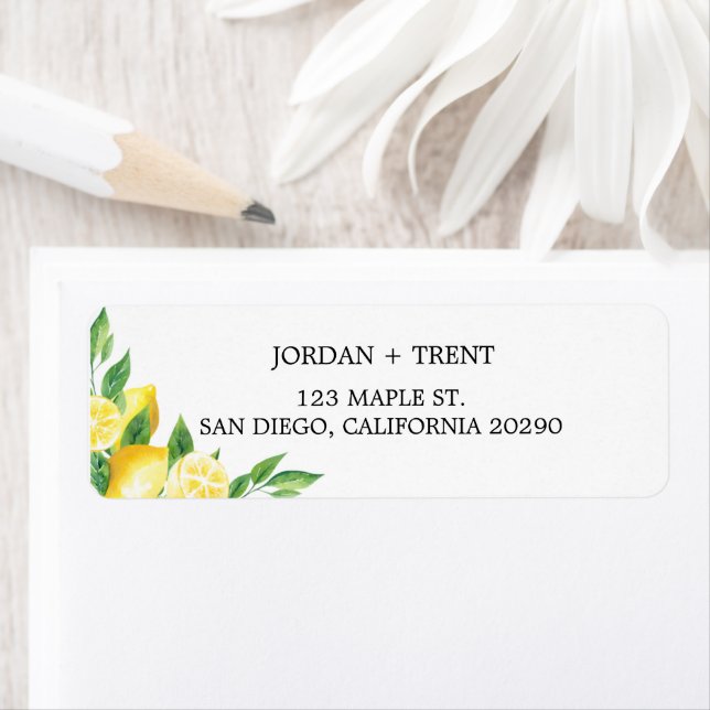 Lemons and Greenery Return Address Labels (Insitu)