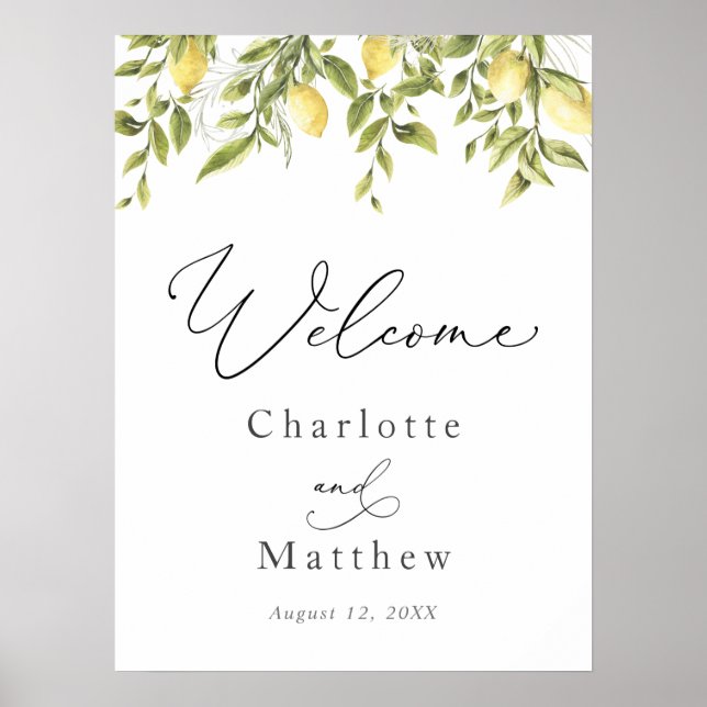 Lemons and Greenery Wedding Welcome Sign (Front)