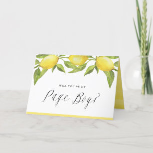 Lemons and Greenery Will You Be My Page Boy Card