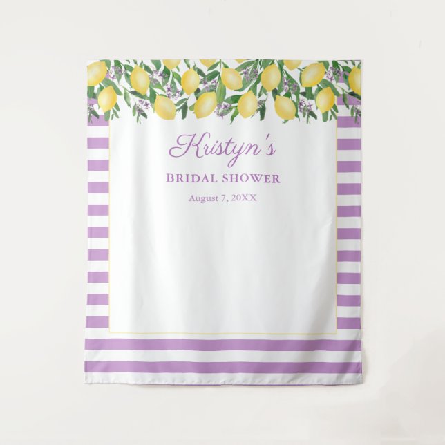 Lemons And Lavender Bridal Shower Photo Backdrop Tapestry (Front)