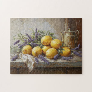 Lemons and Lavender with Teapot Painting Jigsaw Puzzle