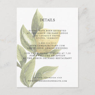 Lemons and leaves Botanical WEDDING Details Enclosure Card
