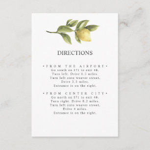 Lemons and leaves   Chic rustic WEDDING Directions Enclosure Card