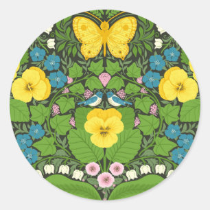 Lemons and leaves classic round sticker