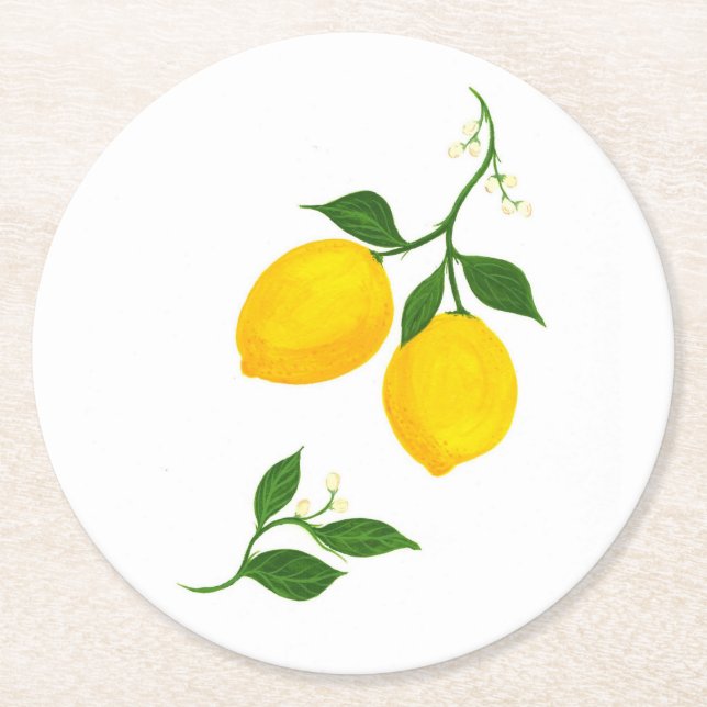 Lemons and leaves Coaster (Front)