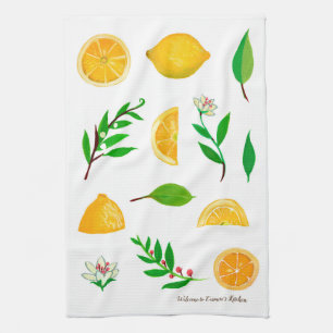 Lemons and Leaves Customisable Kitchen Towel